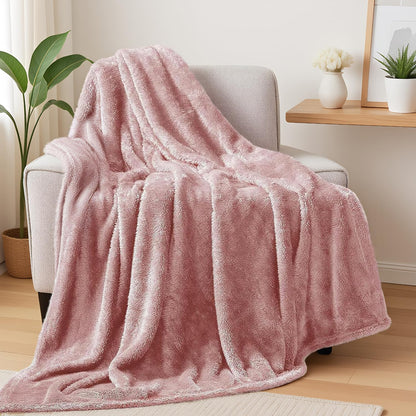 Plush Fuzzy Fleece Throw Blanket Extra Large, Super Soft, Fluffy and Warm Blankets for Couch, Bed, All Season Use (50x70 Inches, Pink)