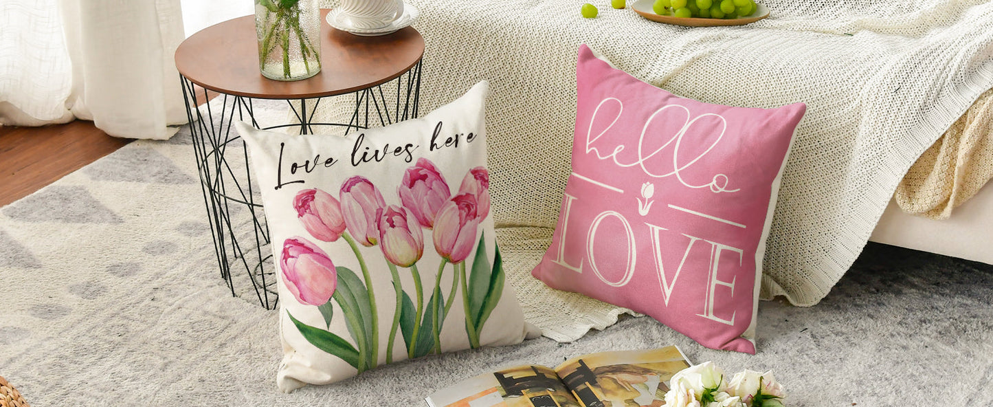 colorlife Bless Our Home Farmhouse Eucalyptus Leaves Throw Pillow Covers, 18 x 18 Inch Truck Home Sweet Home Cushion Case Decorations Set of 4