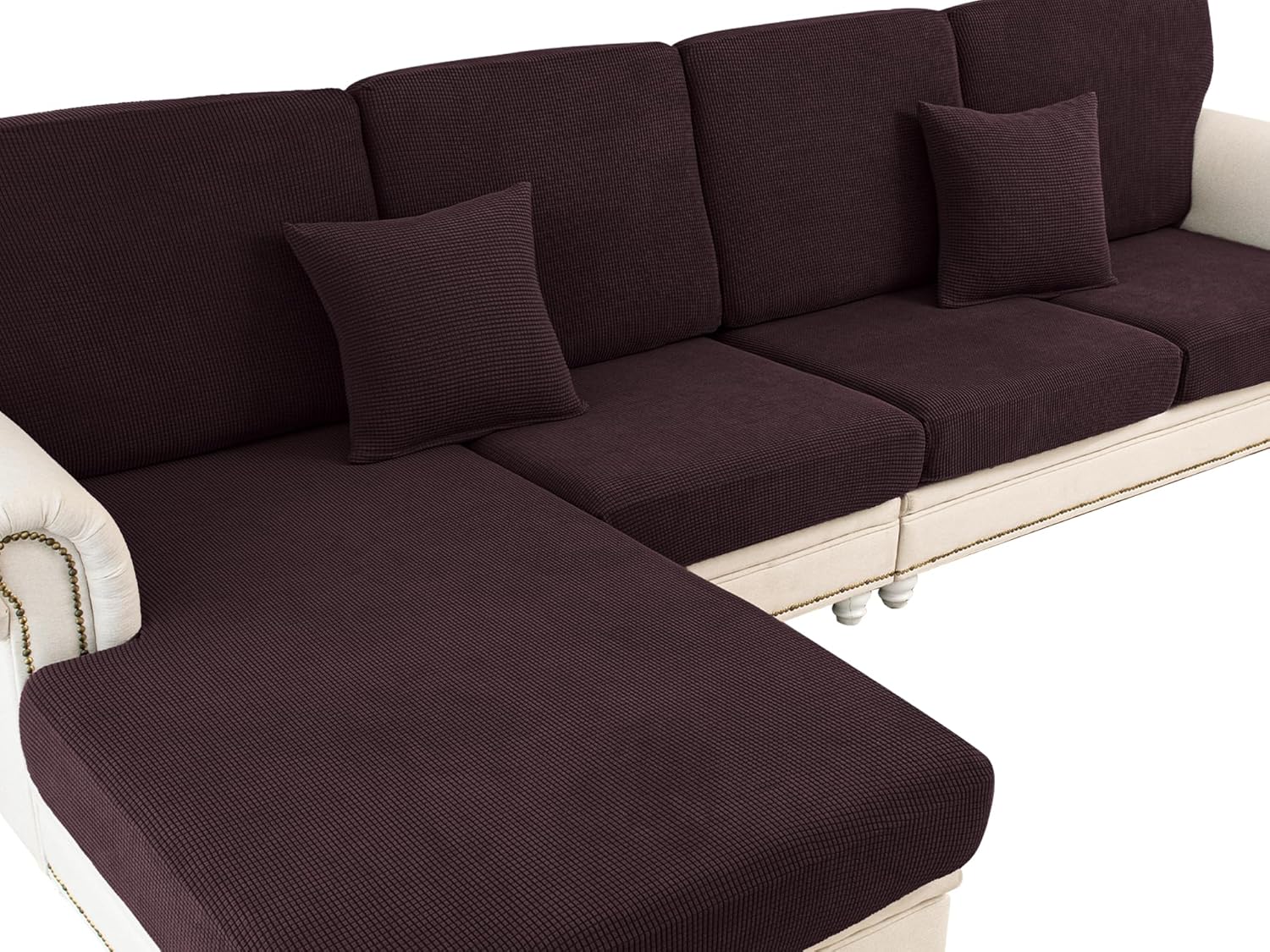 Couch Cushion Covers Seat Cushion Cover Stretch Couch Cover Separate Sectional Sofa Slipcovers Furniture Protector(3 Pieces for Seat or Sofa Backrest, Dark Grey)