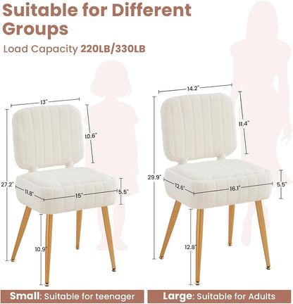 Vanity Chair, Storage Ottoman with Folding Back & Gold-Toned Metal Legs, Ottoman Seat with Teddy Velvet for Dressing Room Living Room Bedroom, 16" x 12.5" Inch
