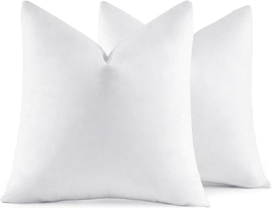 MIULEE 26x26 Euro Pillow Inserts,Set of 2 Down Feather Throw Pillows for Couch Sofa Bed, Decorative Fluffy Throw Pillow Inserts Cotton Fabric,White