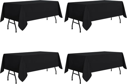 Rectangle Tablecloth - 60 x 84 Inch - Stain and Wrinkle Resistant Washable Polyester Table Cloth, Decorative Fabric Table Cover for Dining Tables, Buffet Parties and Camping, Black