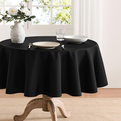 Faux Linen Tablecloths for Rectangle Tables, Burlap Textured Table Cloths Washable Farmhouse Table Cover Water Resistant for Dining, Wedding, Outdoor(Khaki, 52"×70")