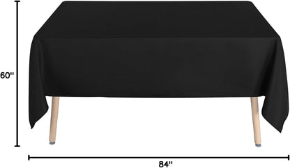 Rectangle Tablecloth - 60 x 84 Inch - Stain and Wrinkle Resistant Washable Polyester Table Cloth, Decorative Fabric Table Cover for Dining Tables, Buffet Parties and Camping, Black