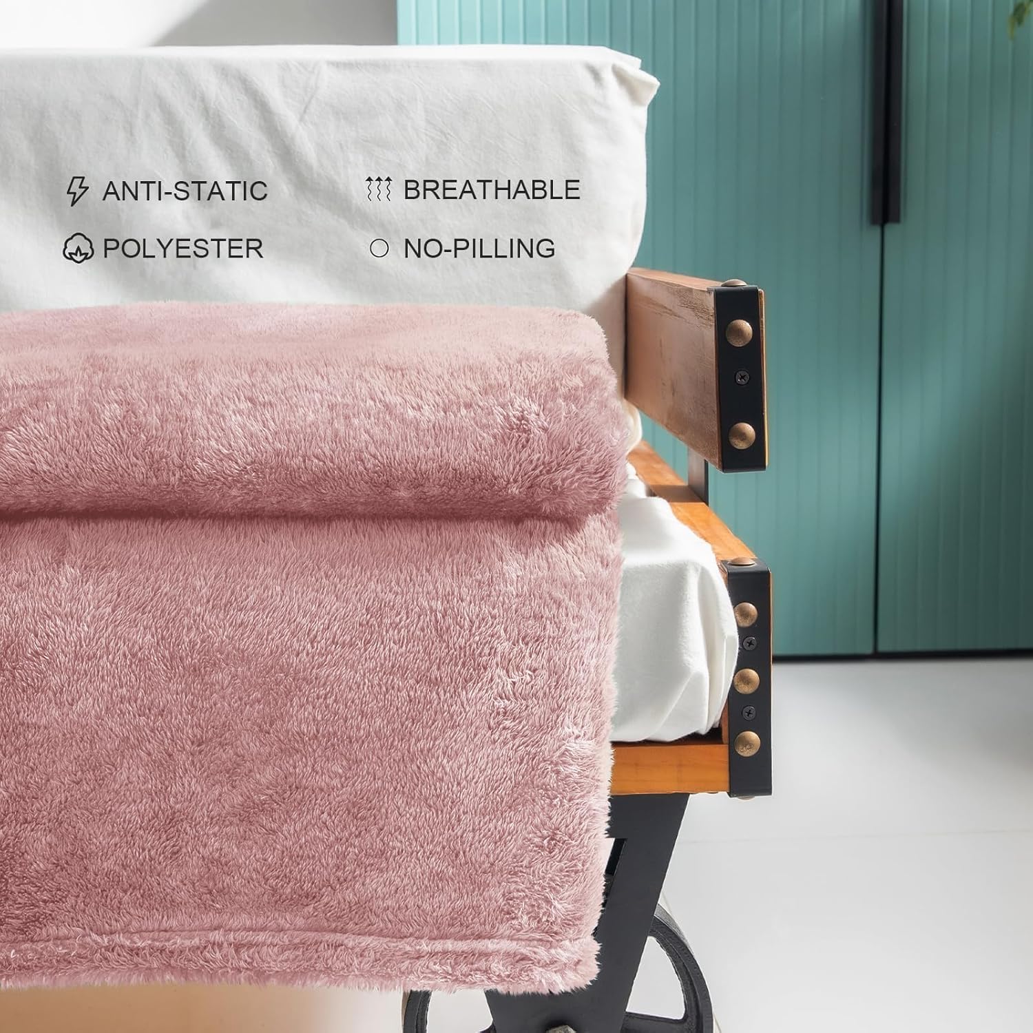 Plush Fuzzy Fleece Throw Blanket Extra Large, Super Soft, Fluffy and Warm Blankets for Couch, Bed, All Season Use (50x70 Inches, Pink)