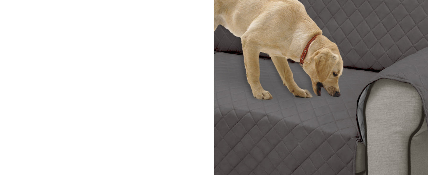 Easy-Going Reversible Couch Cover for 3 Cushion Couch Sofa Cover for Dogs Water Resistant Furniture Protector Cover with Foam Sticks Elastic Straps for Pet Cat (Sofa, Gray/Light Gray)