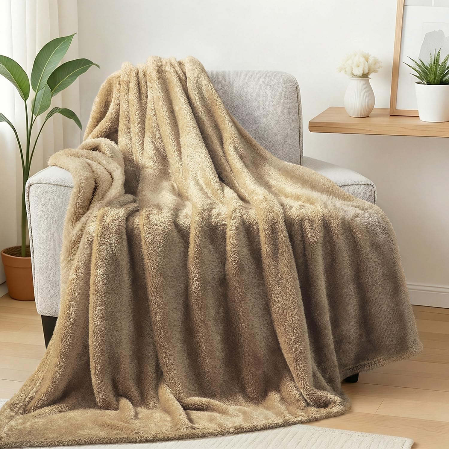 Plush Fuzzy Fleece Throw Blanket Extra Large, Super Soft, Fluffy and Warm Blankets for Couch, Bed, All Season Use (50x70 Inches, Pink)