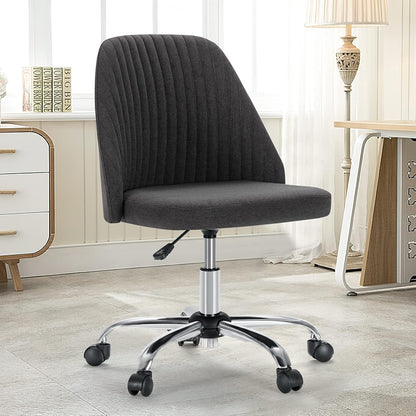 Office Chair, Comfy Desk Chair Rolling Vanity Swivel Task Chairs with Wheels, Wide Seating Armless Height Adjustable Computer Chairs for Home,Bedroom,Student,Adults, Classic Grey