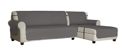 Easy-Going Reversible Couch Cover for 3 Cushion Couch Sofa Cover for Dogs Water Resistant Furniture Protector Cover with Foam Sticks Elastic Straps for Pet Cat (Sofa, Gray/Light Gray)